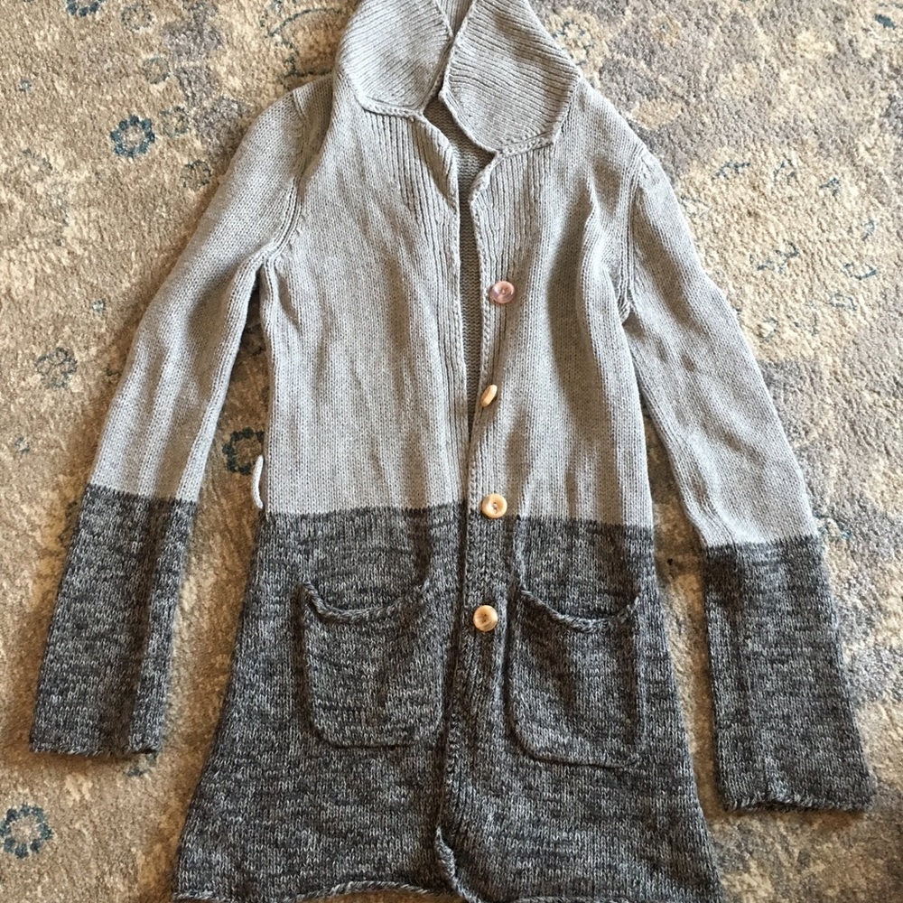 Grey Knit Duster with Bell Sleeves